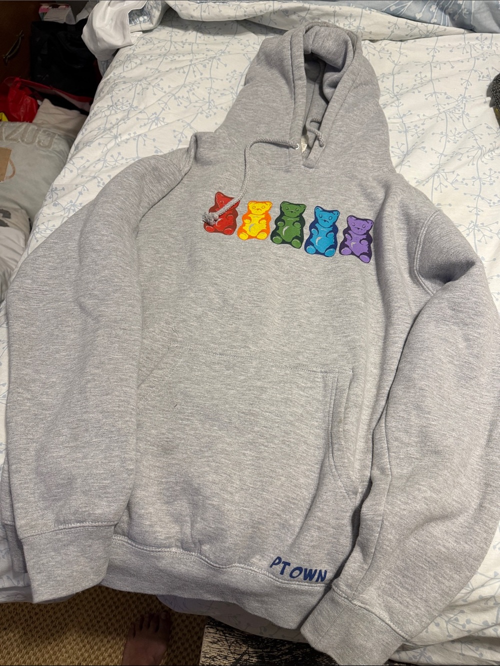 Gray Rainbow Gummy Bear Pullover Hoodie